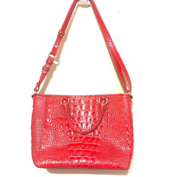 Brahmin Asher Pink Satchel with Crocodile Embossed Texture Purse - Picture 2 of 7